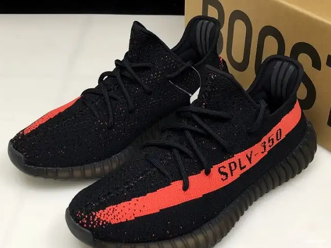 Black Adidas BY9612 V2 Core Red Yeezy Boost 350 0629